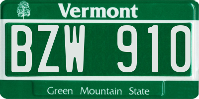 VT license plate BZW910