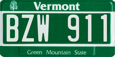 VT license plate BZW911