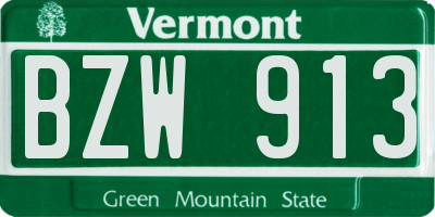 VT license plate BZW913