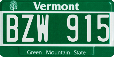 VT license plate BZW915