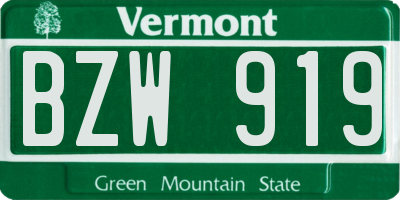 VT license plate BZW919