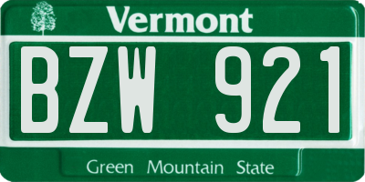 VT license plate BZW921