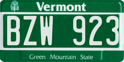 VT license plate BZW923