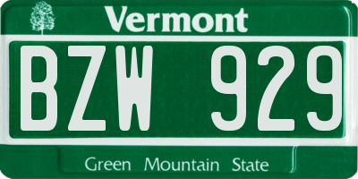 VT license plate BZW929