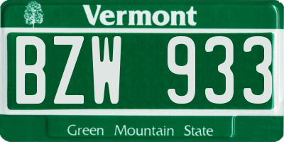 VT license plate BZW933