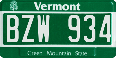 VT license plate BZW934