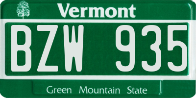 VT license plate BZW935