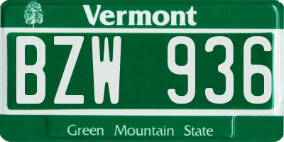 VT license plate BZW936