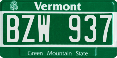 VT license plate BZW937