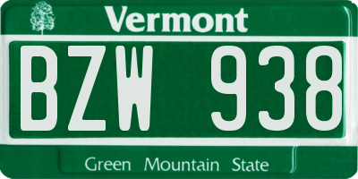 VT license plate BZW938