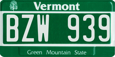 VT license plate BZW939