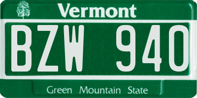 VT license plate BZW940