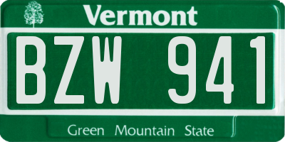 VT license plate BZW941