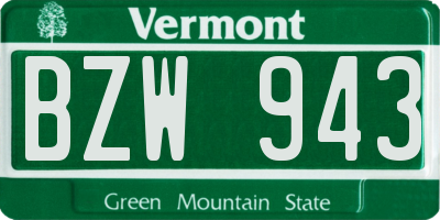 VT license plate BZW943