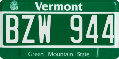 VT license plate BZW944