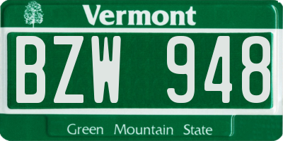 VT license plate BZW948