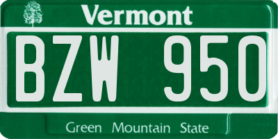VT license plate BZW950