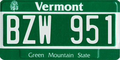 VT license plate BZW951