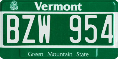 VT license plate BZW954