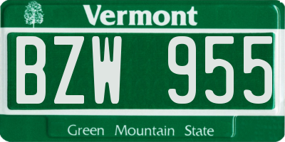VT license plate BZW955