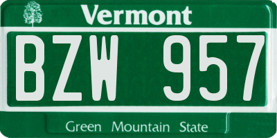 VT license plate BZW957