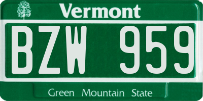 VT license plate BZW959