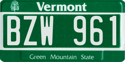 VT license plate BZW961