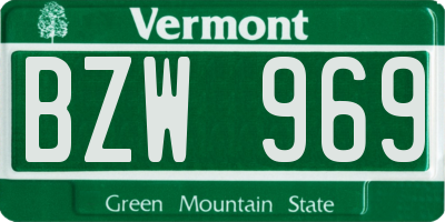 VT license plate BZW969
