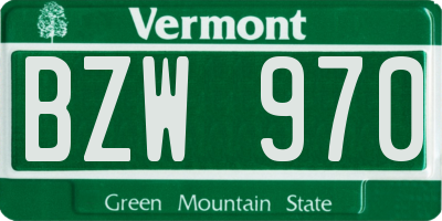 VT license plate BZW970