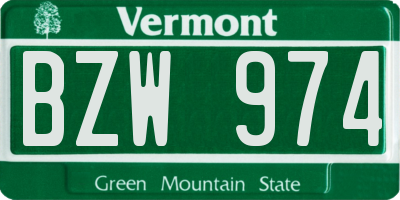 VT license plate BZW974