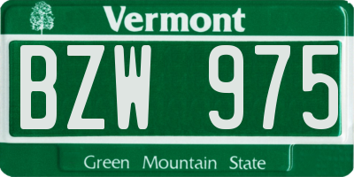 VT license plate BZW975