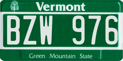 VT license plate BZW976