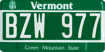 VT license plate BZW977
