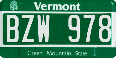 VT license plate BZW978