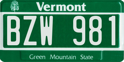 VT license plate BZW981