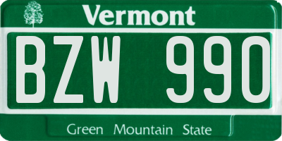 VT license plate BZW990