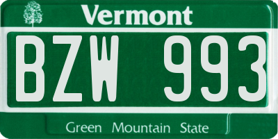 VT license plate BZW993