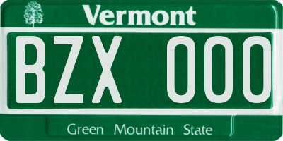 VT license plate BZX000