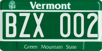 VT license plate BZX002