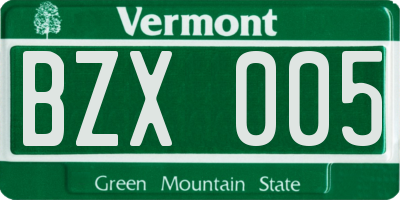 VT license plate BZX005