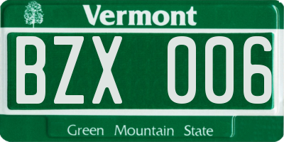 VT license plate BZX006