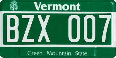 VT license plate BZX007