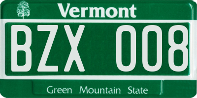 VT license plate BZX008