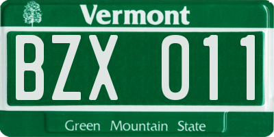 VT license plate BZX011