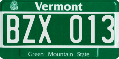 VT license plate BZX013
