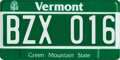 VT license plate BZX016