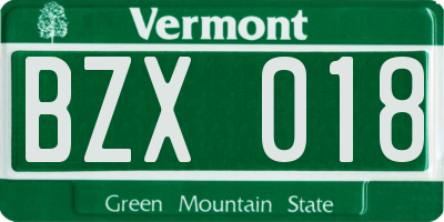 VT license plate BZX018
