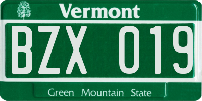 VT license plate BZX019