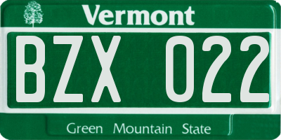 VT license plate BZX022
