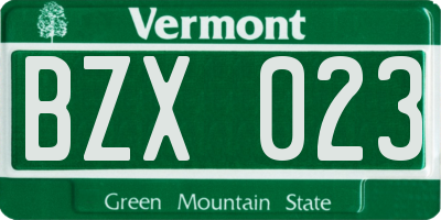 VT license plate BZX023